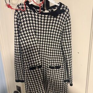 Stylish Black and White Houndstooth Kids Dress